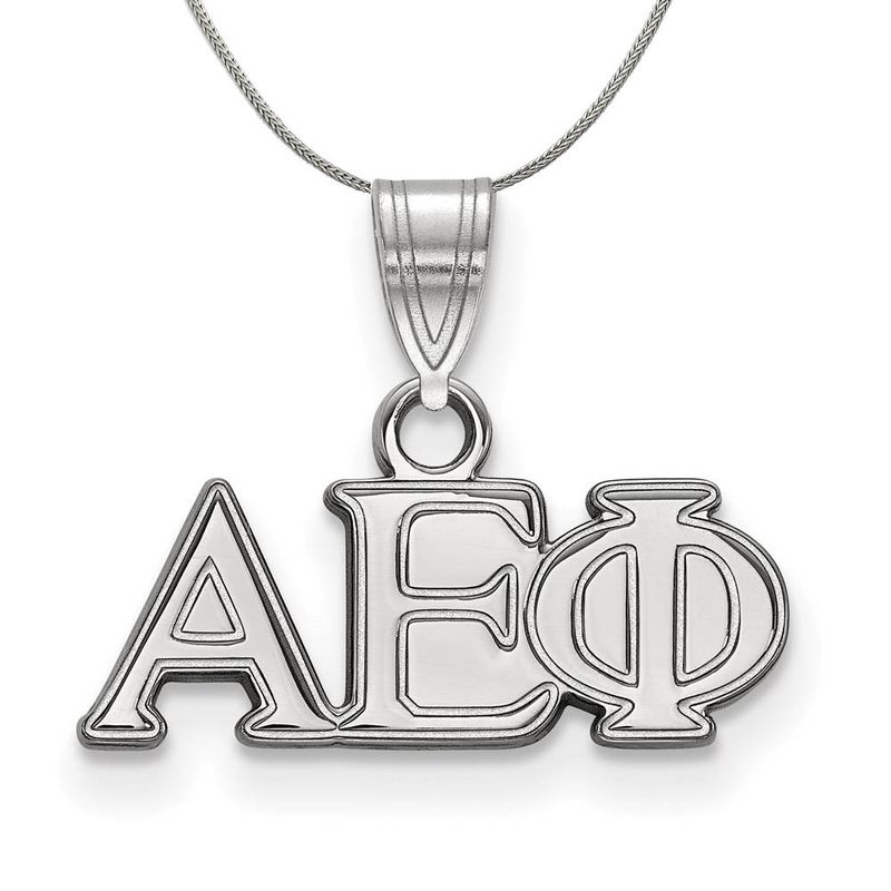 Sterling Silver Alpha Epsilon Phi Small Greek Necklace - 24 Inch